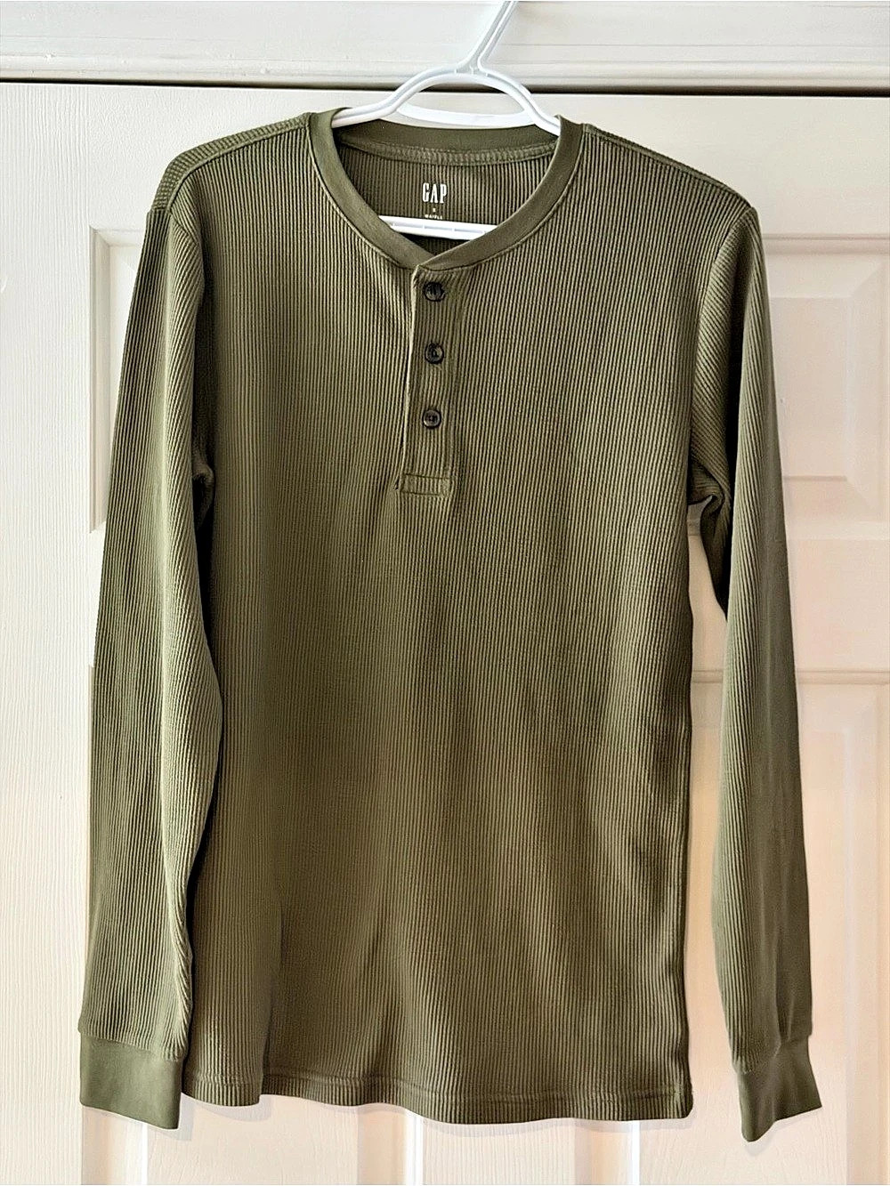 GAP Waffle Henley Army Jacket Long Sleeve Green Size Small NWT